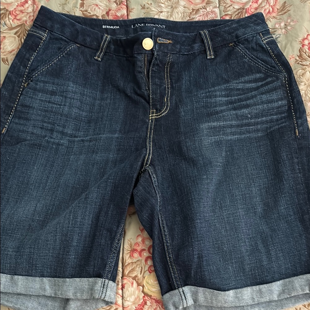 Lane Bryant Women's Dark Wash Denim Bermudas